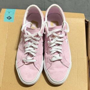 Converse Pink Suede One Star Sneakers with White Laces